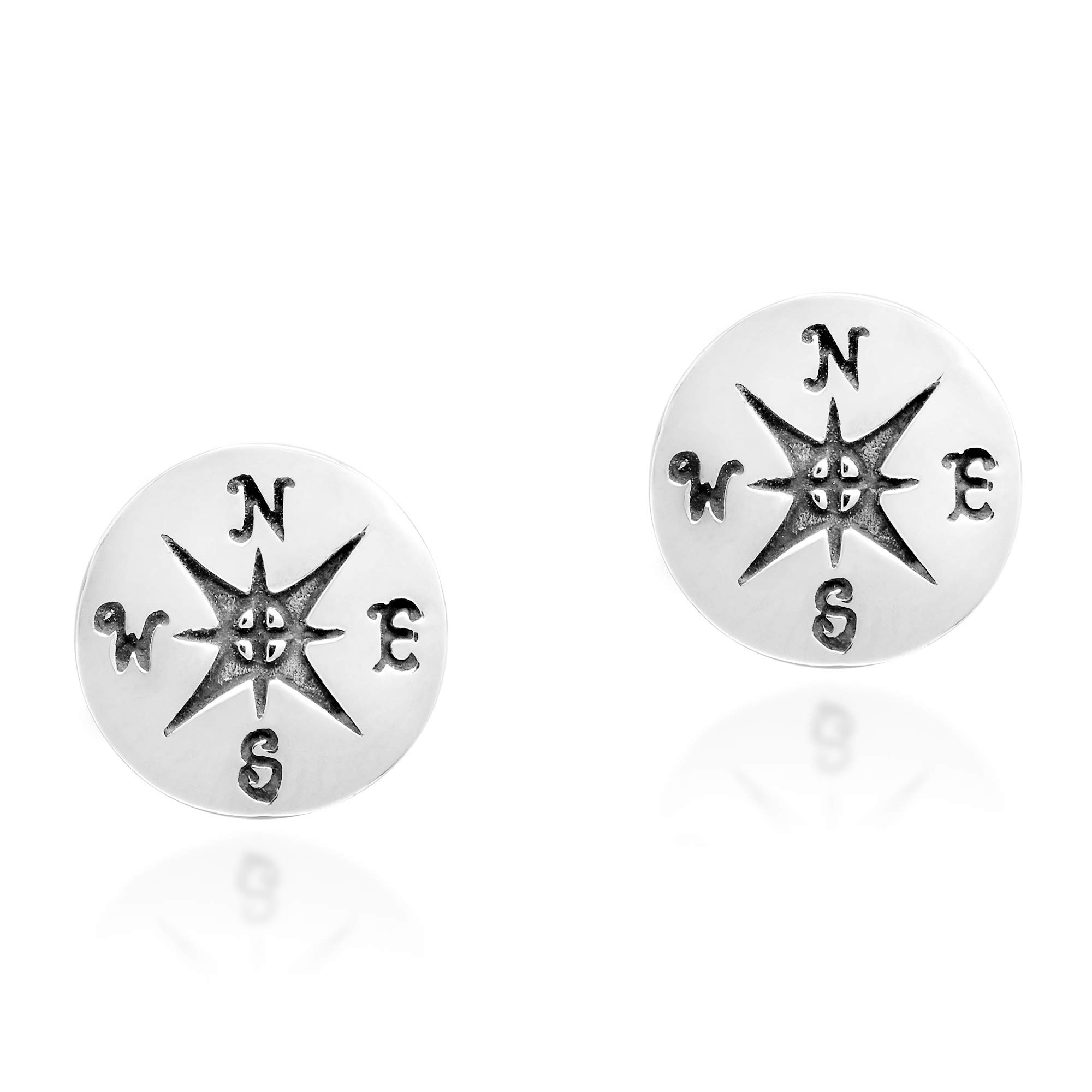 Wanderer’s Compass .925 Sterling Silver Stud Earrings