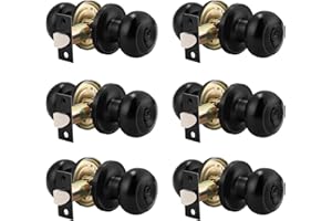 Probrico 6 Pack Round Privacy Door Knob(Thumb Turn Lock on The Inside), Keyless Doorknobs Interior/Exterior Lockset,Privacy Knobs for Bedroom/Bathroom,Black Modern Design Door Hardware