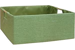 FUULOXE Storage Bin for Shelves Rectangle Closet Baskets Foldable Box with Handles Gray Storage Bins Storage Boxes for Green