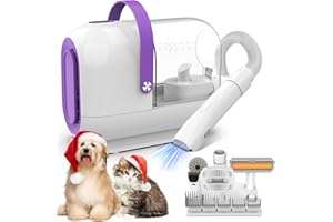 Homeika Pro Dog Grooming Kit & Vacuum, 3L Pet Hair Suction, 5 Grooming Tools, 5 Combs, Hair Roller, Massage Nozzle for Sheddi