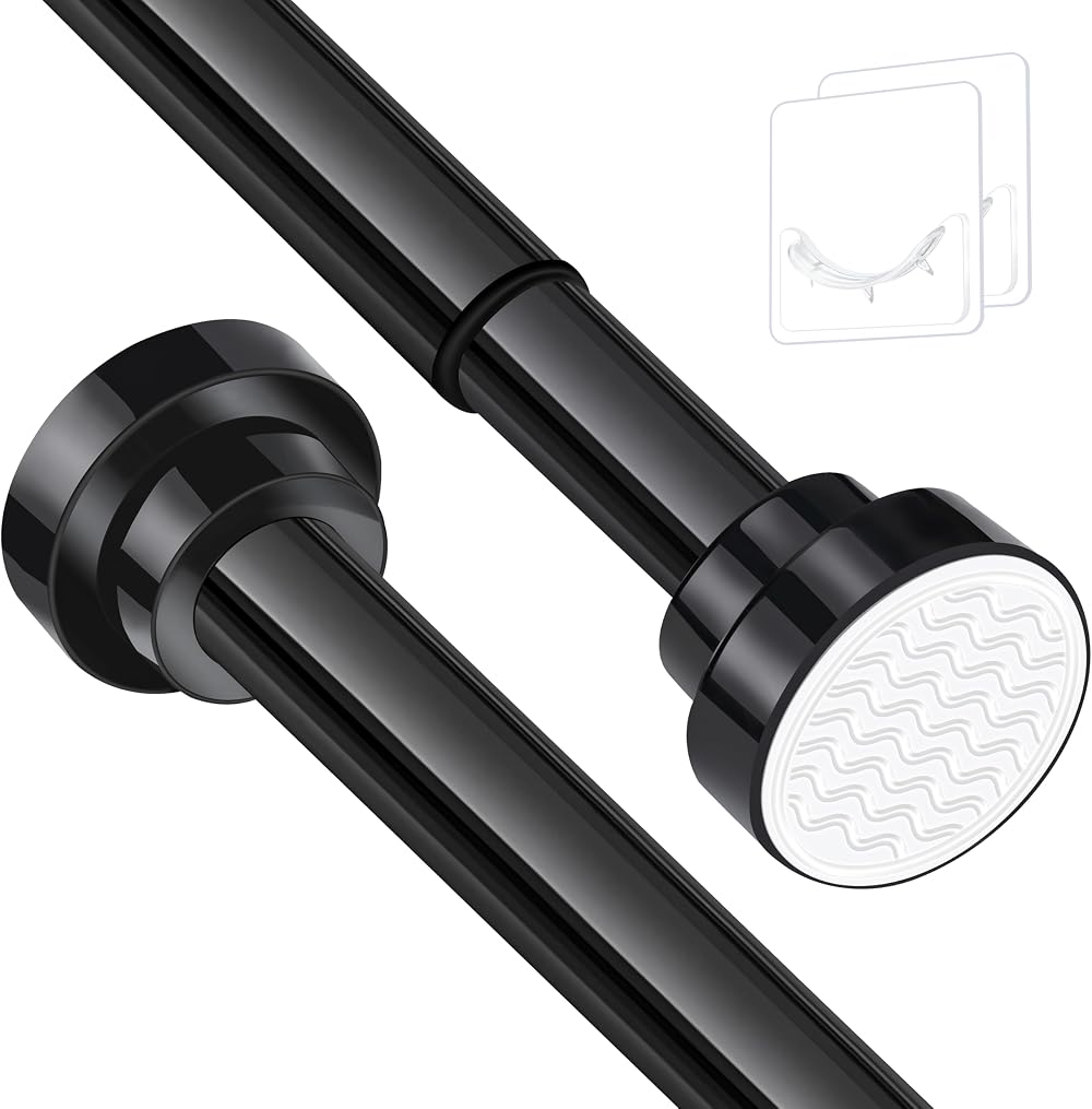KIAMXNE Stainless Steel Extendable Shower Curtain Rod 132-195cm Black