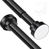 KIAMXNE Stainless Steel Extendable Shower Curtain Rod 72-132cm Black with 2