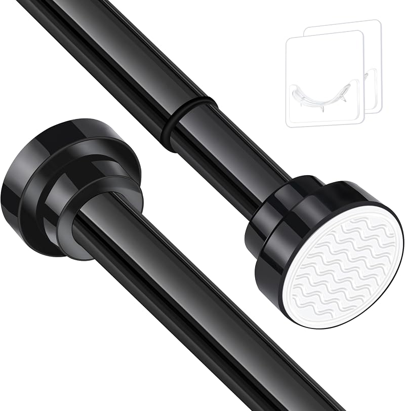 KIAMXNE Stainless Steel Extendable Shower Curtain Rod 132-195cm Black