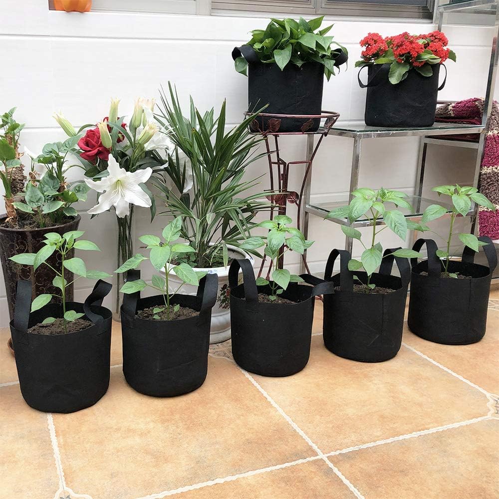 JERIA 16-Pack 3 Gallon Grow Bags, Heavy Duty Thickened Nonwoven Fabric Pots Container with Reinforced Handles, Vegetable/Flower/Plant Grow Pots Come with 16 Pcs Plant Labels : Kitchen & Dining