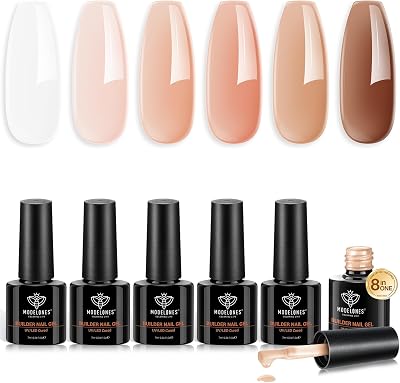 Modelones 8-in-1 Nail Builder Gel 6 Colors White Brown 60-90s Cure