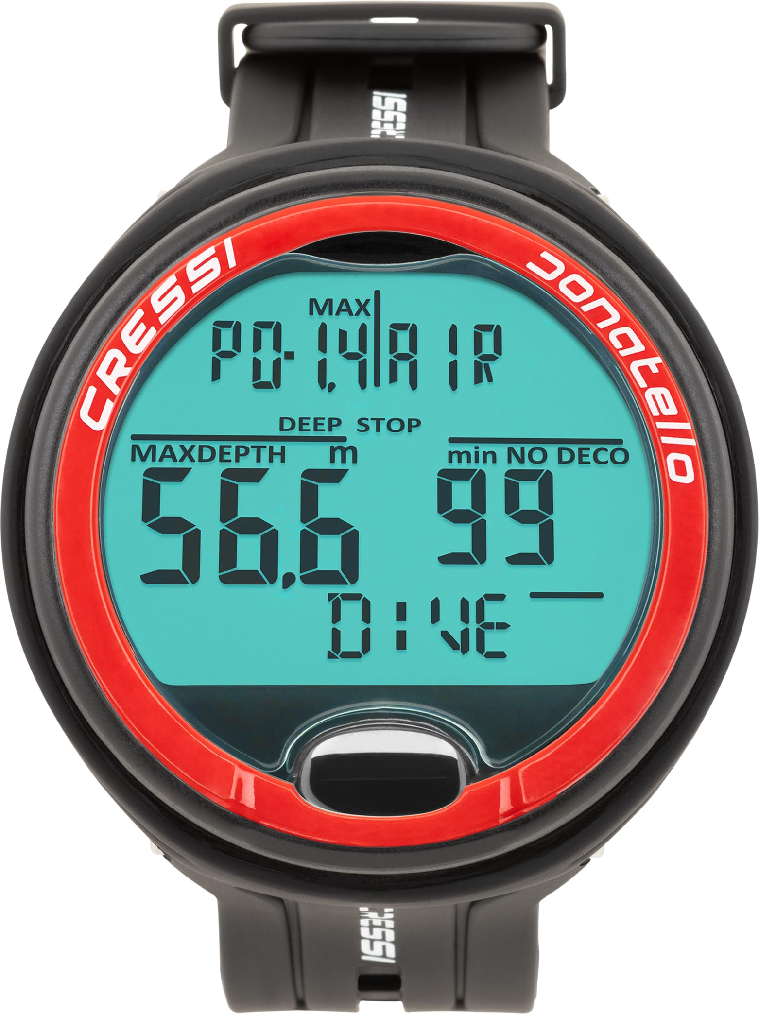 CRESSI Donatello Diving Computer - Professional Wrist Diving and Apnea Dive Computer, Black/Red, One Size, Unisex Adult
