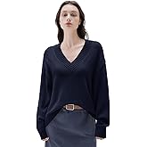 SUUKSESS Women Cashmere Blend Oversized V Neck Long Sleeve Pullover Sweaters