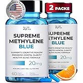 Ultimate Methylene Blue Pharmaceutical Grade 20mg (USP) Methylene Blue Capsules for Humans | Memory Supplement and Brain Booster Supplement | Focus Fuel and Memory Vitamins Energy Pills | 120 Servings
