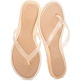 Luffymomo Women's Casual Jelly Flip Flops | Fashion Clear Beach Thong Sandals,Comfortable Summer Flat Slides Slippers