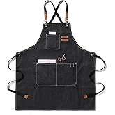 Duogoo Kitchen Chef Aprons for Women and Men with 3 Pockets for Cooking BBQ Bib Work