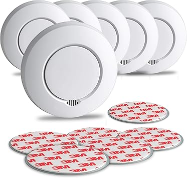 SEBSON Funk Rauchmelder austauschbare Batterien vernetzbar GS412 DIN EN 14604 fotoelektrischer Rauchwarnmelder Hitzemelder inkl Magnethalterung 6er Pack