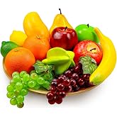 Ikosora 13 Pcs Artificial Fruit Set, Fake Mixture Fruits for Home Decor, Simulation Fruit Set for Party Christmas Decoration, Faux Fruit Model for Photoshoot, Artificial Apple Orange Pear Grape
