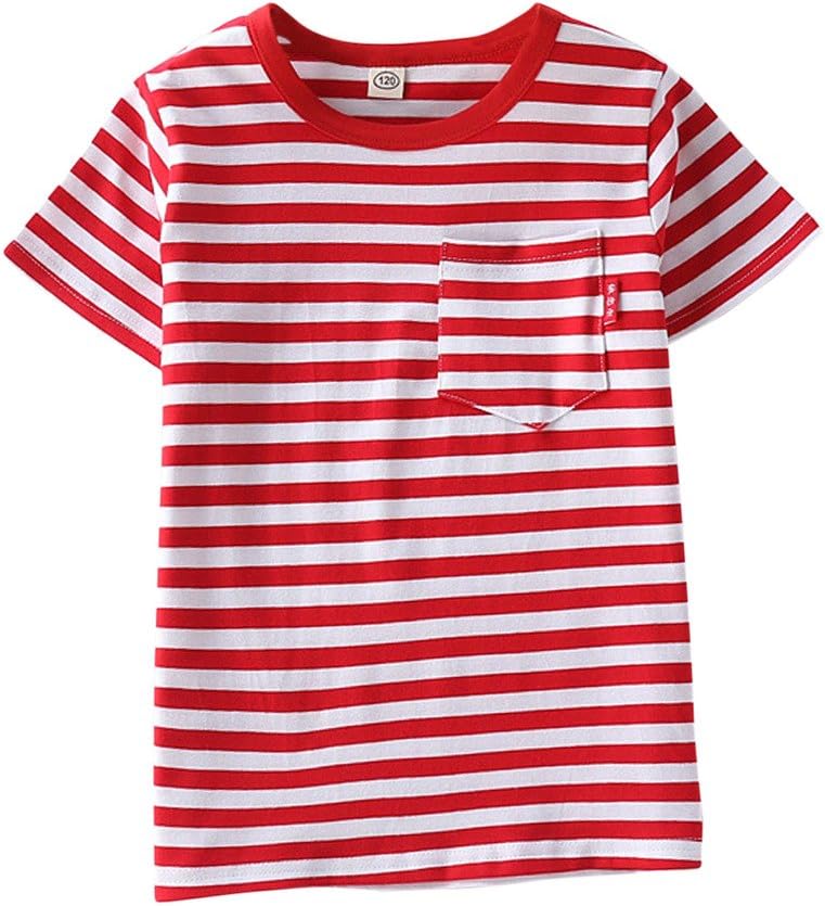 Asherangel Unisex Kids Classic Striped T-Shirt Girls Boys Crewneck Jersey Tee