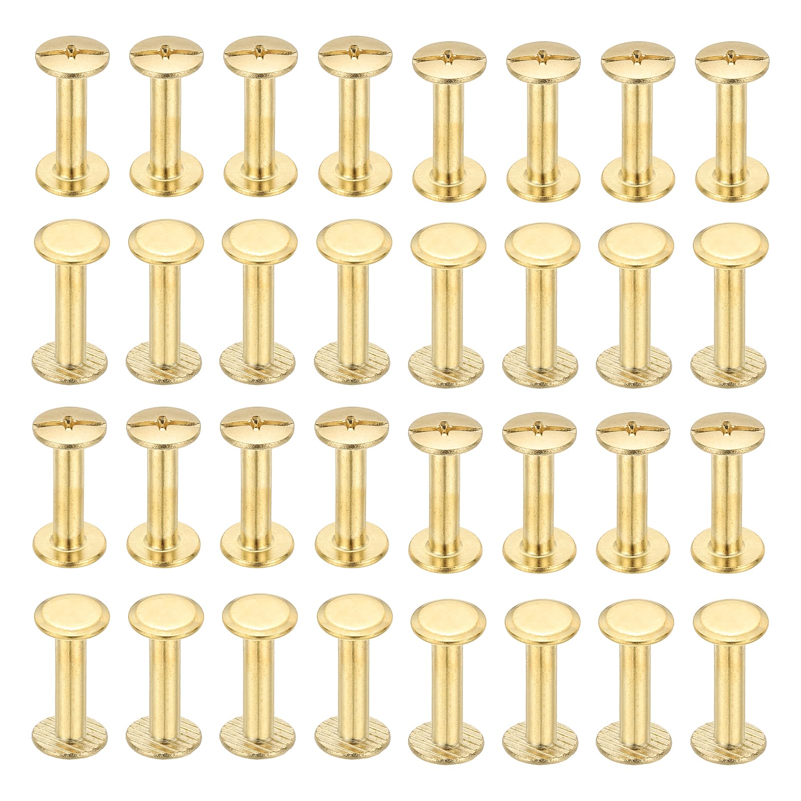 PATIKIL Chicago Screws, 50 Sets M4x18mm Carbon Steel Red Bronze Plating Chicago Screw Phillips Binding Post Screw Rivets for Leather Belt Scrapbook Photo Albums, Golden Tone