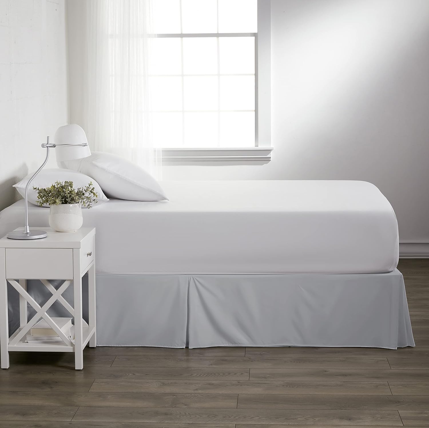 Linen Market Pleated Bed Skirt, Queen, Light Gray: Home & Kitchen