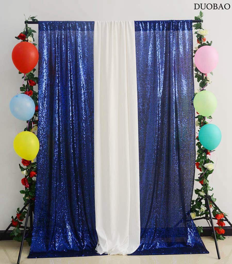 Amazon Com Duobao Sequin Curtains 2 Panels 4ftx7ft Navy Blue