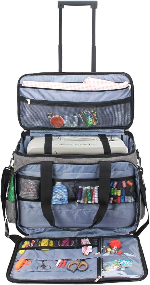 Luxja Sewing Machine Trolley Bag with Removable Pad, Rolling Sewing