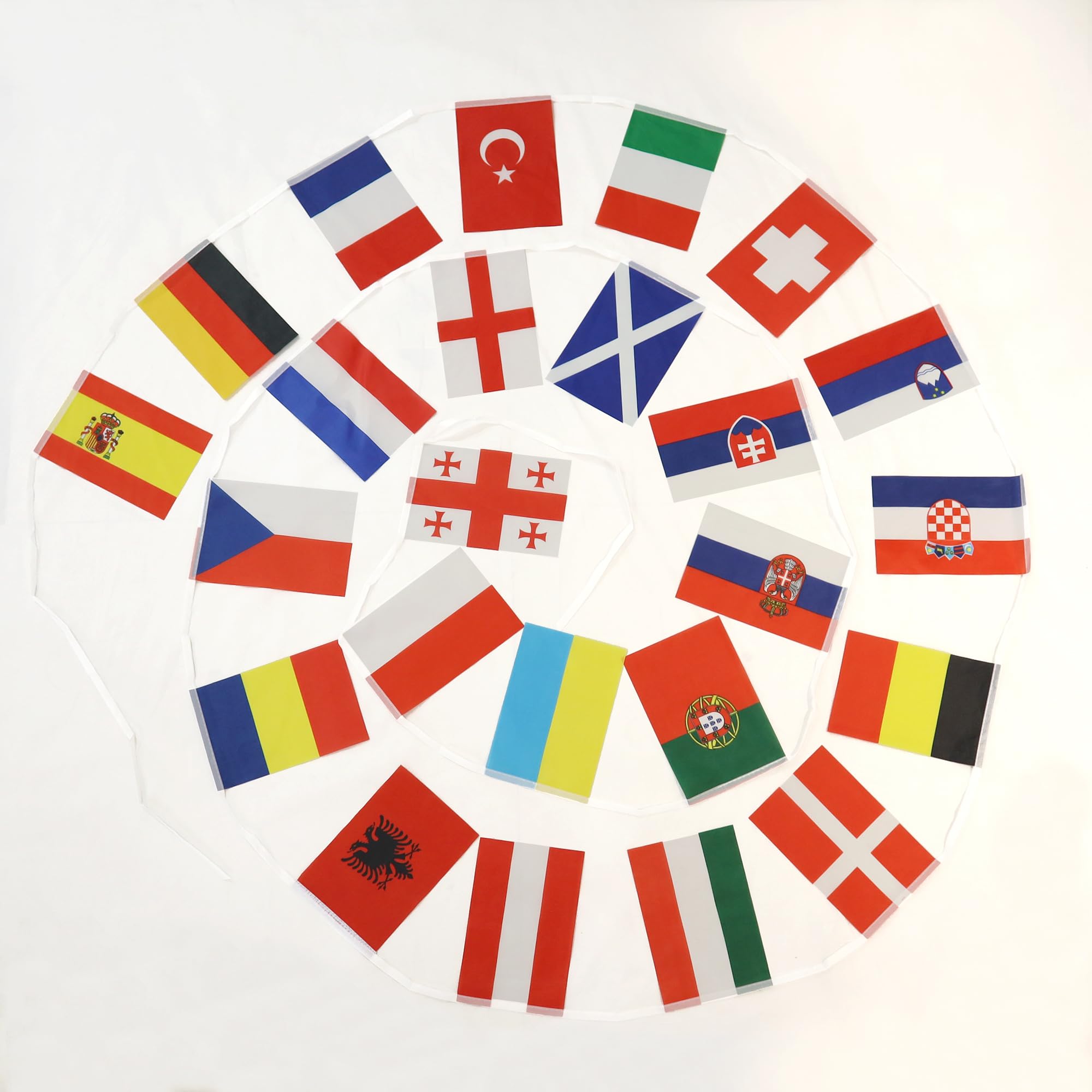 AZ FLAG - 2024 Euro Football Bunting Flag - 45 Feet with 24 European Football Championship 2024 Bunting 18'' x 12'' - Small Flags 100% Polyester 18x12 in