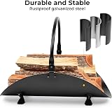 AMAGABELI GARDEN HOME Fireplace Log Holder Indoor Metal Wood Rack Basket Black view 3