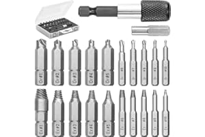 Mata1 - Screw Extractor Set for Stripped, Broken, Damaged Screws - 22 pc, Silver - Remover Kit with Drill Bits, Extractors, B