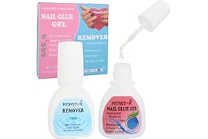 RITASTAR Brush on Nail Glue for Press ons,Quick Drying,Semi Solid Gel Nail Glue for Fake False Acrylic Nails Tips,Extension,Charm,Waterproof Super Strong 15ml Glue with 15ml Remover (NO Need for U-V Light)