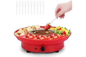 OUTAMATEUR 8.79oz MINI Electric Chocolate Melting Pot,Melting Fondue Set with 4PCS Forks,Cute Chocolate Fondue Fountain,Warmer Machine for Milk Chocolate,Cheese,Butter,Candy (Red)