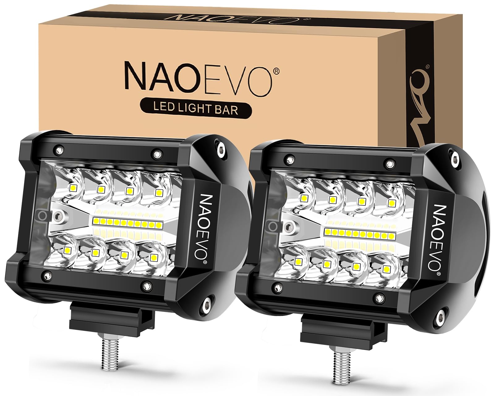 NAOEVO 4 inch LED Pod Lights, 120W 12,000LM LED