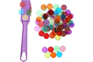 TCHENSWZ Magnetic Bingo Wand with Metal Ringed Chips for Counting School/Game Chips Plastic Markers Education Tool for Students,Purple(1 Pack)