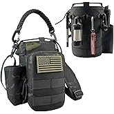 COOLYARD Water Bottle Holder with Strap 32 40 64oz Crossbody Insulated Water Bottle Sleeve Carrier Sling Bag Molle Tactical Pouch for Hiking Camping Gym Walking