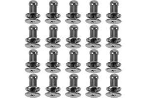 KALLORY 20pcs Alloy Round Head Rivet Studs Set with Screws 6x4mm 2.5x6mm Gunmetal for DIY Leathercraft