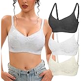 Jasmolly Wireless Jelly Bras for Women 3 Pack Seamless Full Coverage T-Shirt Bra No Underwire, Soft Comfort Everyday Bras