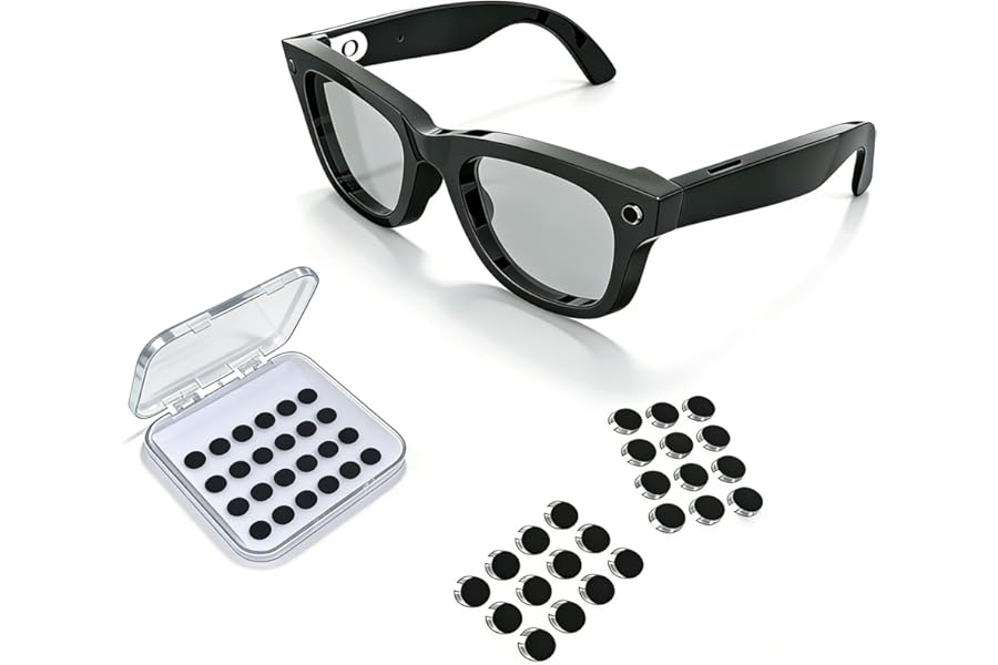 24Pcs LED Light Blocking Stickers Compatible with RayBan Meta Wayfarer/Skyler/Headliner & Oakley Meta HSTN Smart Glasses Accessories,Low-Tack Restickable Blackout Covers for Smart Glasses