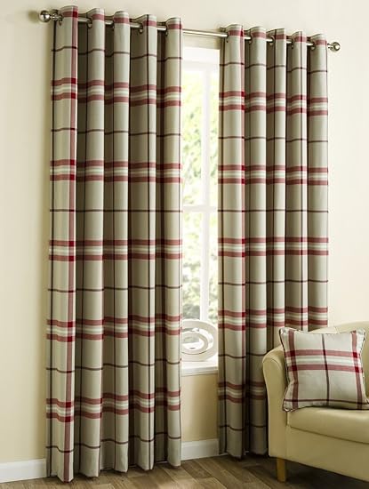 Lomond Tartan Check Curtains Eyelet Curtains Fully Lined Ready