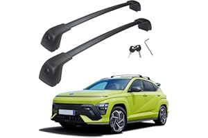 Autekcomma Roof Rack CrossBars Replacement for Hyundai Kona SEL Plus/Limited/Ultimate 2018-2022 Aircraft Aluminum Black Matte with Anti-Theft Locks Max Loading Up to 260 lb(NOT FIT SE/SEL Model)