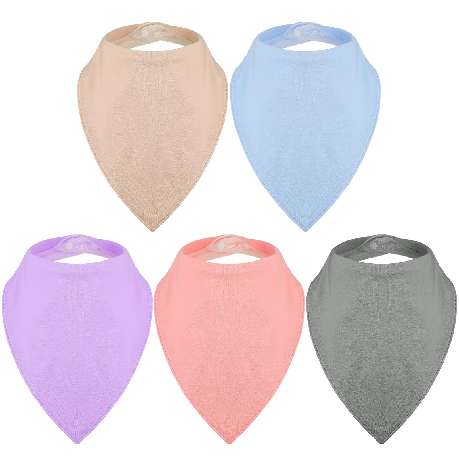 Janmercy 5 Pack Adult Drool Bandana Bibs Soft Large Absorbent Bibs Set for Special Needs Waterproof, Kids 4+ Years, Teens, Men Women(Gray, Blue, Beige, Pink, Purple)