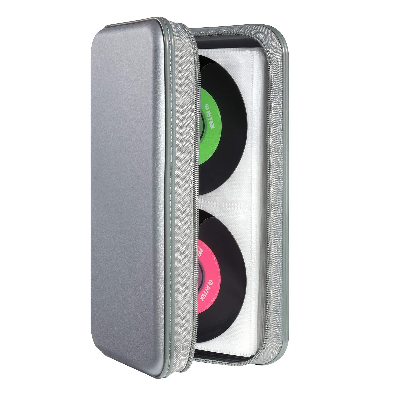 DVSICK Hard CD/DVD Case, 96 Capacity Holder - Protective Storage for Car (Gray)