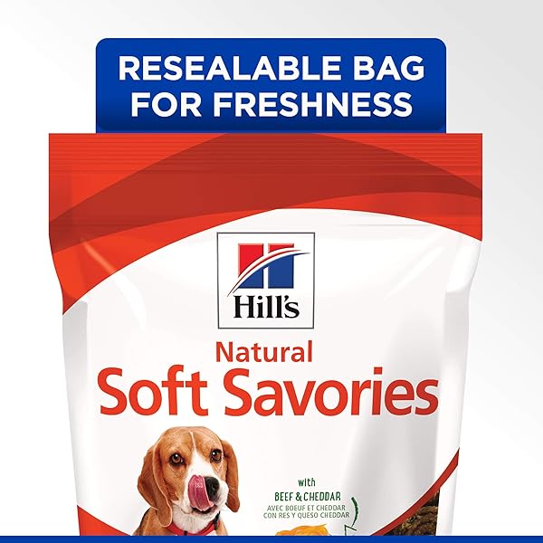 HILL’S NATURAL SOFT SAVORIES DOG TREATS, BEEF & CHEDDAR, 8 OZ. BAG