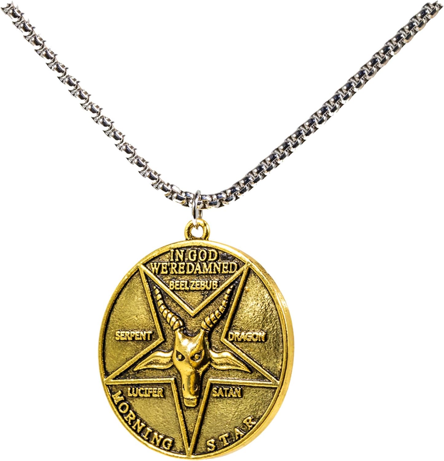Ajpicture Lucifer Pentecostal Coin Necklace Silver&Golden Cosplay