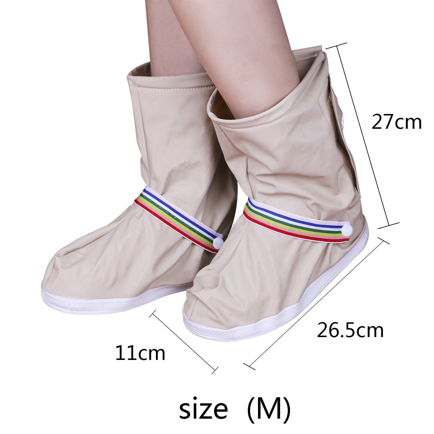 Rain Shoe cover, Rain Boot Waterproof with Velcro and Adjustable Tied Rope Defend for Rain, Snow, Mud