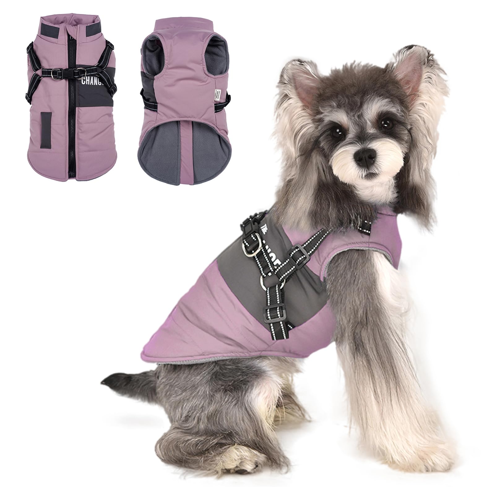 Lairle Waterproof Winter Dog Coat with Built-In Reflective Adjustable Harness - 2 in 1 Jacket for Small, Medium, Large Dogs (8 Colors) — image 1
