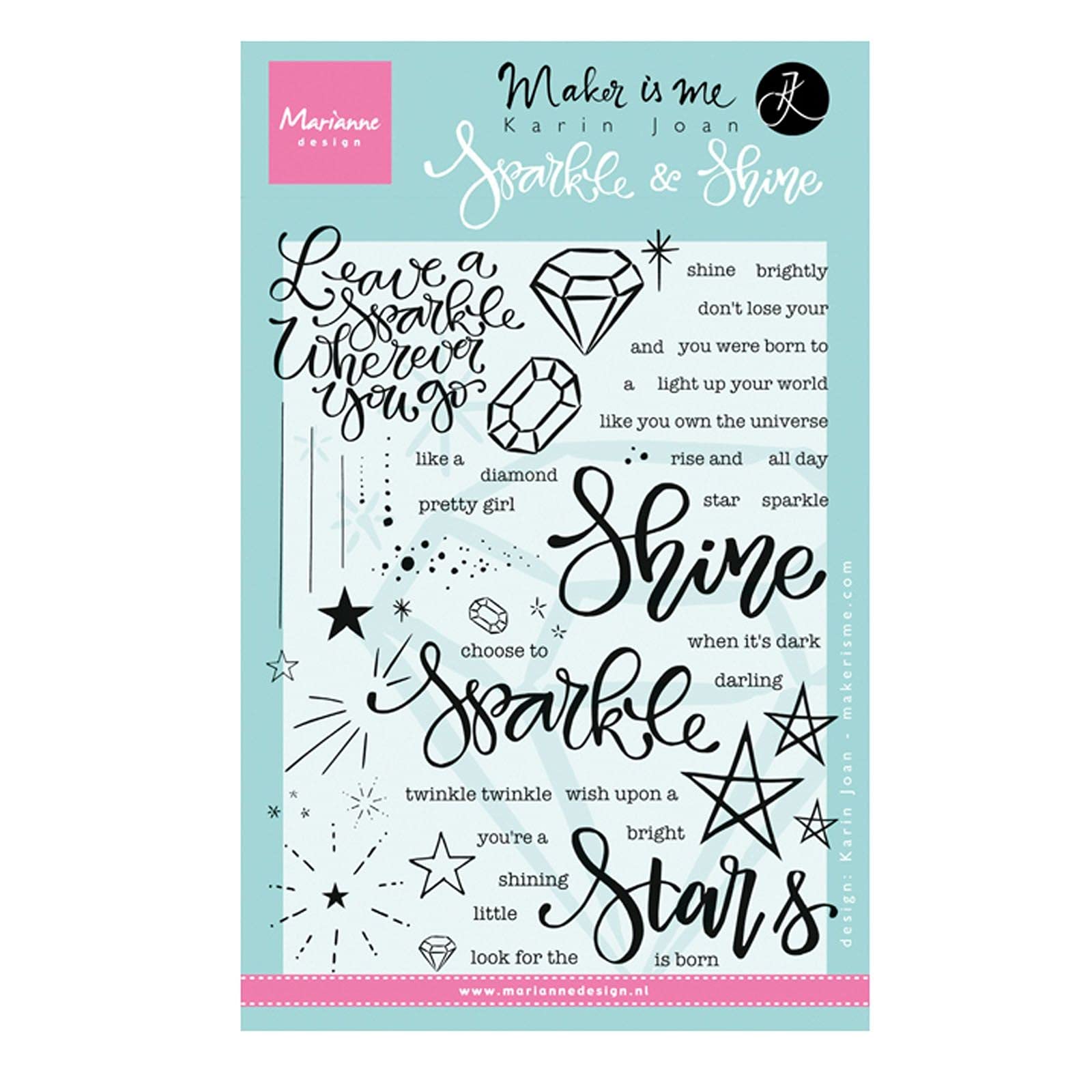 Marianne Design Sparkle and Shine Clear Stamp Set, Synthetic Material, 22 x 14.5 x 0.4 cm