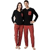 DAVID ARCHY Cozy Christmas Pajamas for Couples Ultra Soft Warm Fleece Winter Pjs Sets Men Women Plaid Loungewear with Pockets