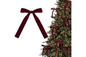 12pcs Red Velvet Bows for Christmas Tree Decorations Wreath Garland Velvet Bows with Gold Twist Ties (Burgundy)