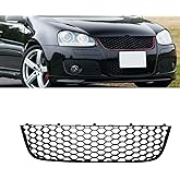 BST BSSP Front Lower Center Honeycomb Mesh Grille For 2006-2009 VW Volkswagen Mk5 Gti 06-10 Jetta Gli Black Front Bumper Lower Center Grille Cover