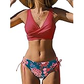 CUPSHE Women's Bikini Swimsuit Front Cross Lace Up Two Piece Bathing Suit
