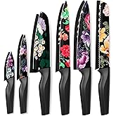 Astercook Knife Set, 12-Piece Flower Kitchen Knives Sets with Blade Guards, Dishwasher Safe, German High Carbon Stainless Steel, Perfect Gifts for Kitchen