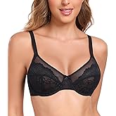 Lemorosy Women's Plus Size Full Coverage Non-Padded Underwire Lace Unlined Minimizer Bra