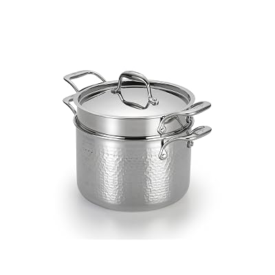 Martellata Copper 6-Quart Pastaiola Set with Lid &amp; Pasta Insert