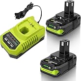 2Pcs 3.0Ah 18V Batteries &amp;Charger Compatible with Ryobi ONE+ Cordless Tools | 18 Volt Battery and Charger Combo fit 18V ONE+ System (Not Made in Ryobi)