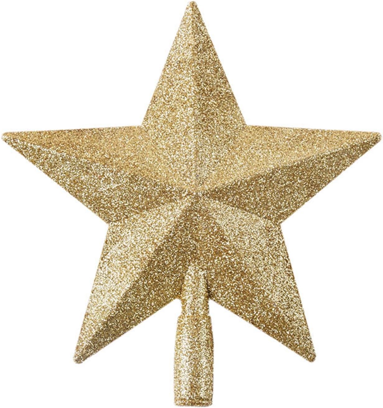 Tree Toppers - Glitter Star Christmas Tree Topper Shatter-Proof Christmas Tree Decoration Treetop for Holiday Ornament Home Decor Christmas Tree Ornament Gold 6 inches